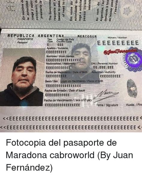 Republica Argentina Mercosunomero Number Pasaporte