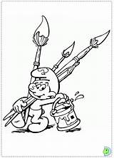 Smurfs Coloring Pages Dinokids Kids Smurf Paint Clumsy Close Sheets Movie sketch template