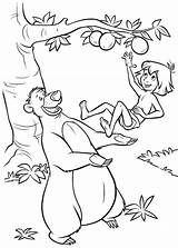 Jungle Book Coloring Pages Baloo Mowgli Disney Throw Pick Fruit Colouring Color Sheets Kids Books Print sketch template