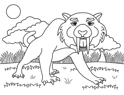 saber tooth tiger coloring page caronmyrren