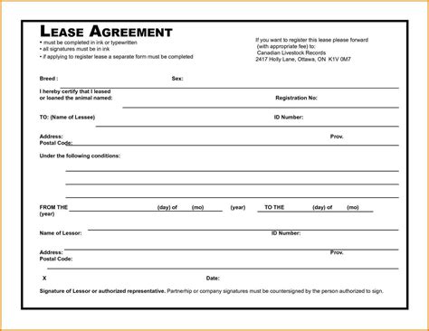 rental agreement form printable printable forms