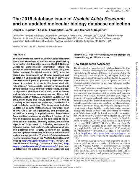 issue  nucleic acids research   updated