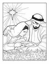 Coloring Nativity Jesus Baby Colouring Mary Lds Pages Joseph sketch template