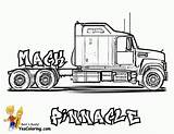 Trucks Wheeler Rig Kenworth Mack Fortable Yescoloring sketch template