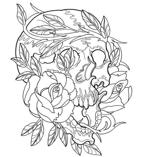 kbrguru skulls  roses coloring pages
