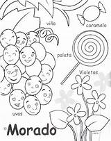 Espanhol Cores Atividades Violeta Colorear Colorea Crianças Vocabulario Actividades Atividade Pres Educação Fichasdeprimaria sketch template