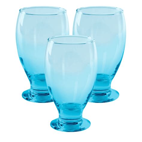 Drinking Glasses Glass Cups 12 Oz Short Stem Teal Glass Goblet