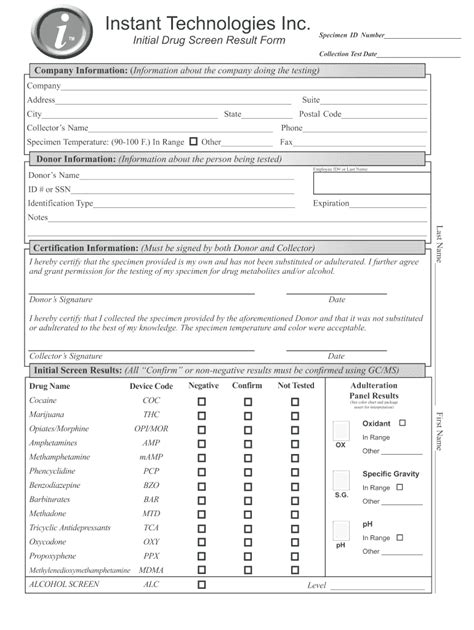 negative printable drug test results form printable word searches