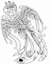 Coloring Pages Mythical Creatures Phoenix Fantasy Magical Face Deviantart Dragon Kissy Potter Harry Printable Fire Realistic Adult Drawing Animal Color sketch template