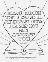 Coloring Psalm Word Pages 119 Kids Heart Bible Printable Hidden Verse School Sunday Colouring Crafts Psalms Sheets God Christian Coloringpagesbymradron sketch template