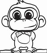 Monkey Coloring Drawing Hanging Baby Cute Pages Animals Getdrawings sketch template