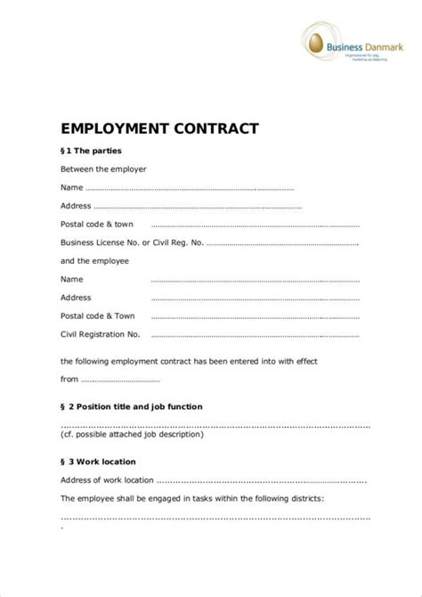 printable printable employment contract template printable templates