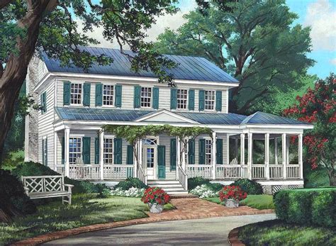 plan wp traditional house plan  extensive porches colonial house plans cottage