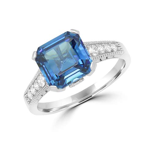 exquisite blue cz diamond ring   white gold global diamond montreal