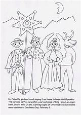 Coloring Pages Christmas Carolers Carol Colouring Polish Poland Printable Attire Traditional Labels sketch template