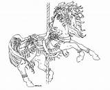 Carousel Horse Coloring Horses Pages Inks Winter Drawings Adult Deviantart Hbruton Carosel Wood Quilling Book Colouring Printable sketch template