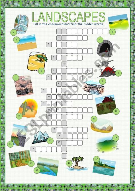 landscapes crossword puzzle worksheet picture composition crossword