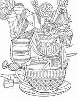 Coloring Pages Adult Tea Coffee Party Adults Book Colouring Printable Food Ausmalen Zum Friends Print Flower Auswählen Pinnwand Von sketch template