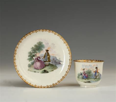 pair  capodimonte cups  saucers giovanni caselli bada