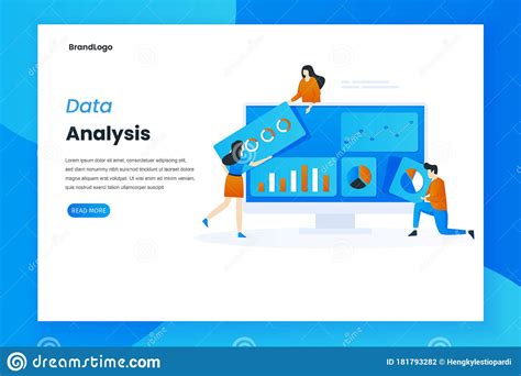 data analysis services landing page illustration template stock vector