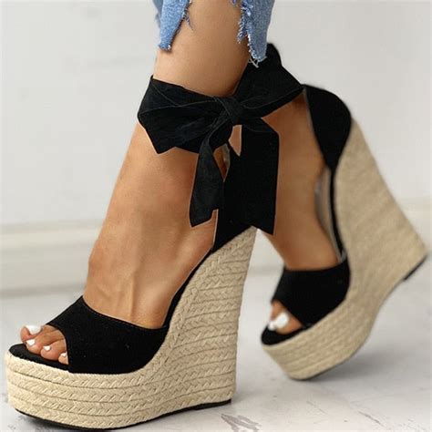 Ankle Wrap Platform Wedges High Heel Sandals –