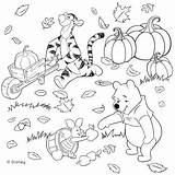 Coloring Pages Fall Pooh Winnie Disney Thanksgiving Autumn Coloriage Halloween Sheets Printable Kids Color Colouring Print Coloriages Bear Family Cartoon sketch template