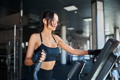 Fitness Woman Training On Treadmill Stock Image Image Of Beautiful
