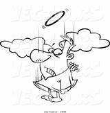 Cartoon Angel Male Falling Vector Coloring Gain Flap Outlined Altitude Trying Wings Tiny His Leishman Ron Royalty sketch template