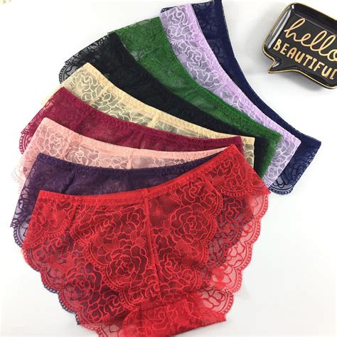 Sexy Panties Women Lace Low Rise Solid Sexy Briefs Female