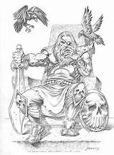 Odin Deviantart Vikings Norse Vikingos Mythology Guerreros sketch template