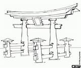 Shrine Coloring Torii Gate Designlooter Drawings 250px 67kb Itsukushima sketch template