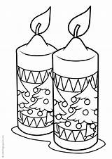 Christmas Candle Lights Coloring Motif Close Two Print sketch template
