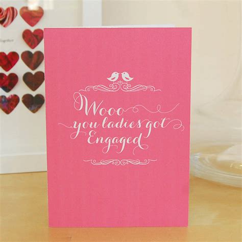 you ladies got engaged card by pink and turquoise