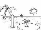 Beach Coloring Pages Surfboard sketch template