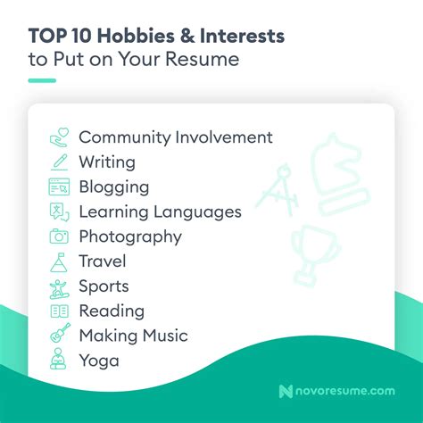 hobbies interests  put   resume updated