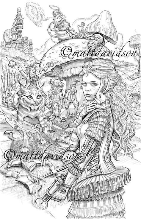 alice  wonderland adult coloring book home family style