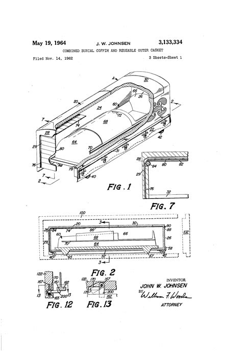 patent  combined burial coffin  reusable outer casket google patents