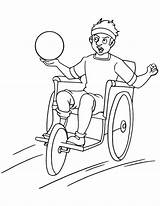 Wheelchair Coloring Basketball Playing Kids Color sketch template