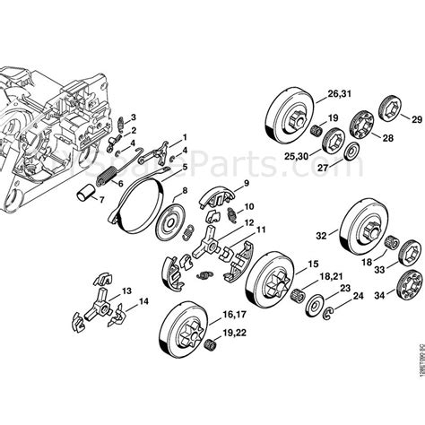 stihl  chainsaw  parts diagram chain brakeclutch