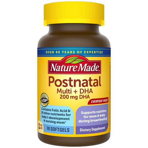 nature  postnatal multivitamin dha softgels  count  daily nutritional support