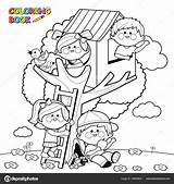 Giocano Boomhut Kleurplaten Coloriage Jouant Colorir Spelen Albero Cabane Livre Bimbi Crianças Dessin Climbing Kleurplaat Lendo Sull Klimmen sketch template