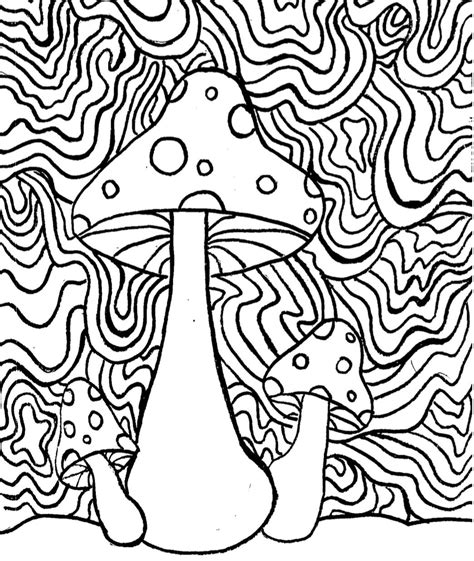 trippy coloring book page shrooms psychedelic psilocybin etsy