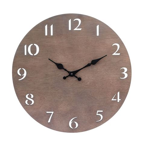 stonebriar modern dark natural wood    hanging wall clock