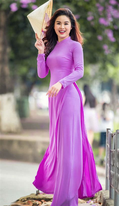 Vietnamese Ao Dai Silk Double Layers Magenta Purple