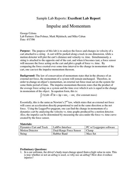 simple lab report template    lab report franklin