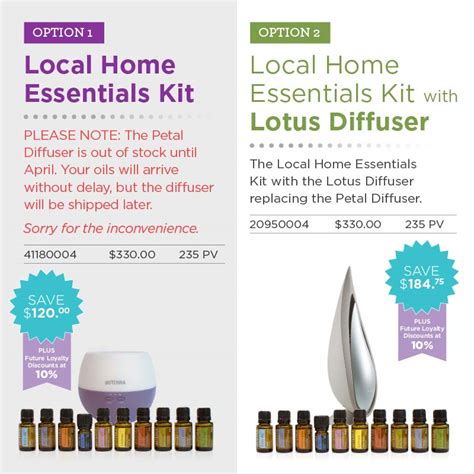 local home essentials kit  petal diffuser doterra everyday australia