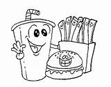 Coloring Pages Food Mcdonalds Fast Kids Burger Fries French Printable Faces Junk Drink Color Web Fry Drawing Drinks Cute Getcolorings sketch template