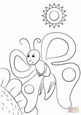 Coloring Butterfly Cartoon Pages Drawing sketch template