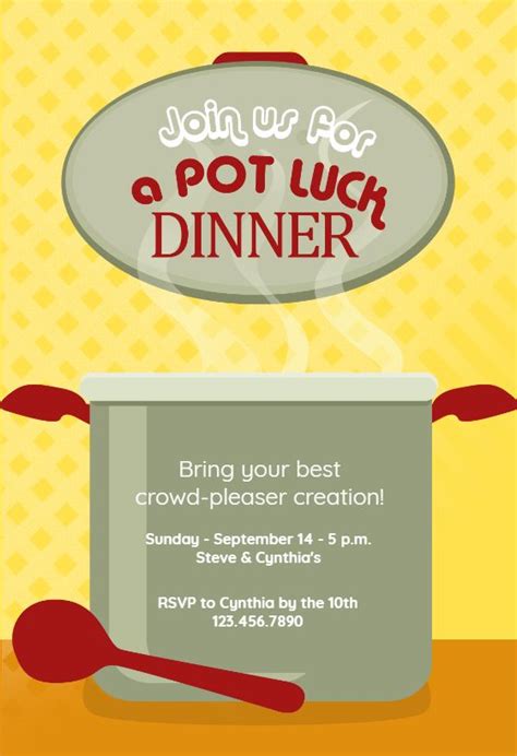 pot luck dinner printable invitation customize add text