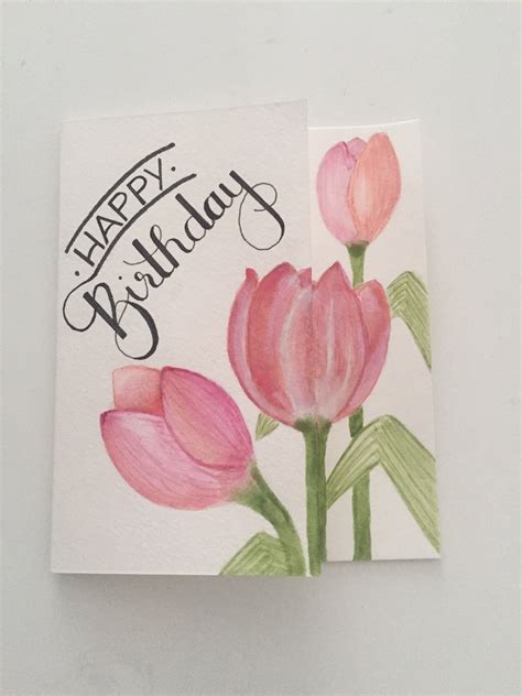 greeting card tulips happy birthday  cm original etsy